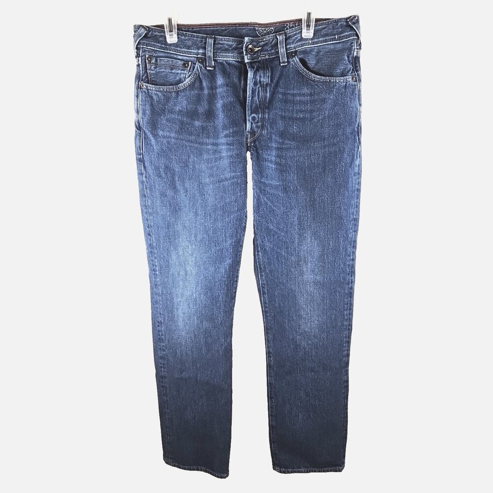 JACK WILLS 350-4-842 MEN'S BLUE JEANS, 32 x 32, BUTTON FLY DARK Blue